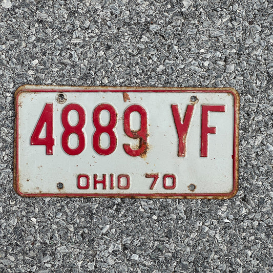 Photo of a 1970 Ohio License Plate Auto Tag Garage Decor Vintage 4889 YF