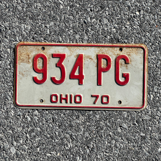 Photo of a 1970 Ohio License Plate Auto Tag Garage Decor Vintage 934 PG