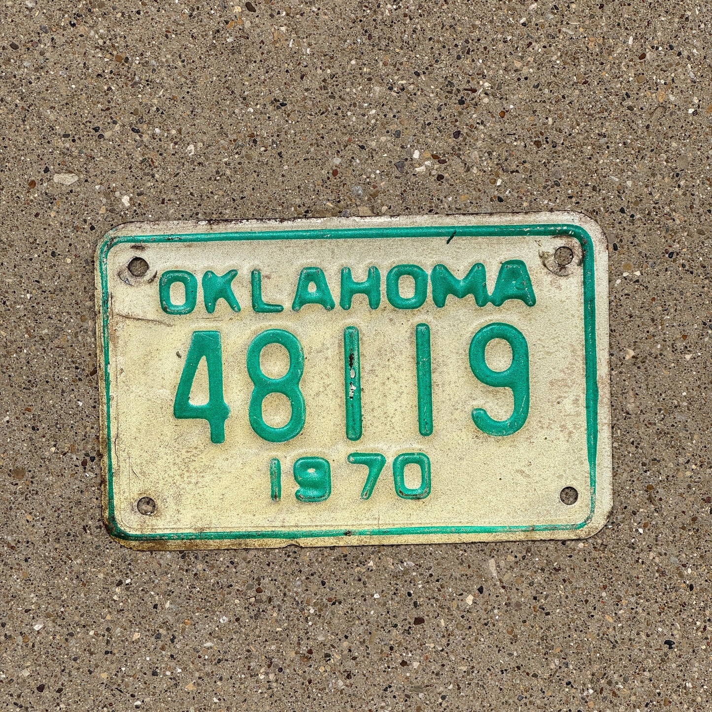 Photo of a 1970 Oklahoma Motorcycle License Plate Auto Tag Garage Decor Vintage 48119