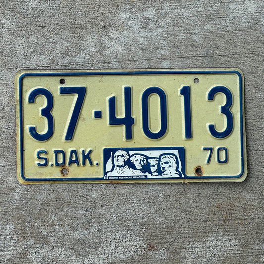 Photo of a 1970 South Dakota License Plate Auto Tag Garage Decor Vintage Hutchinson 37 4013