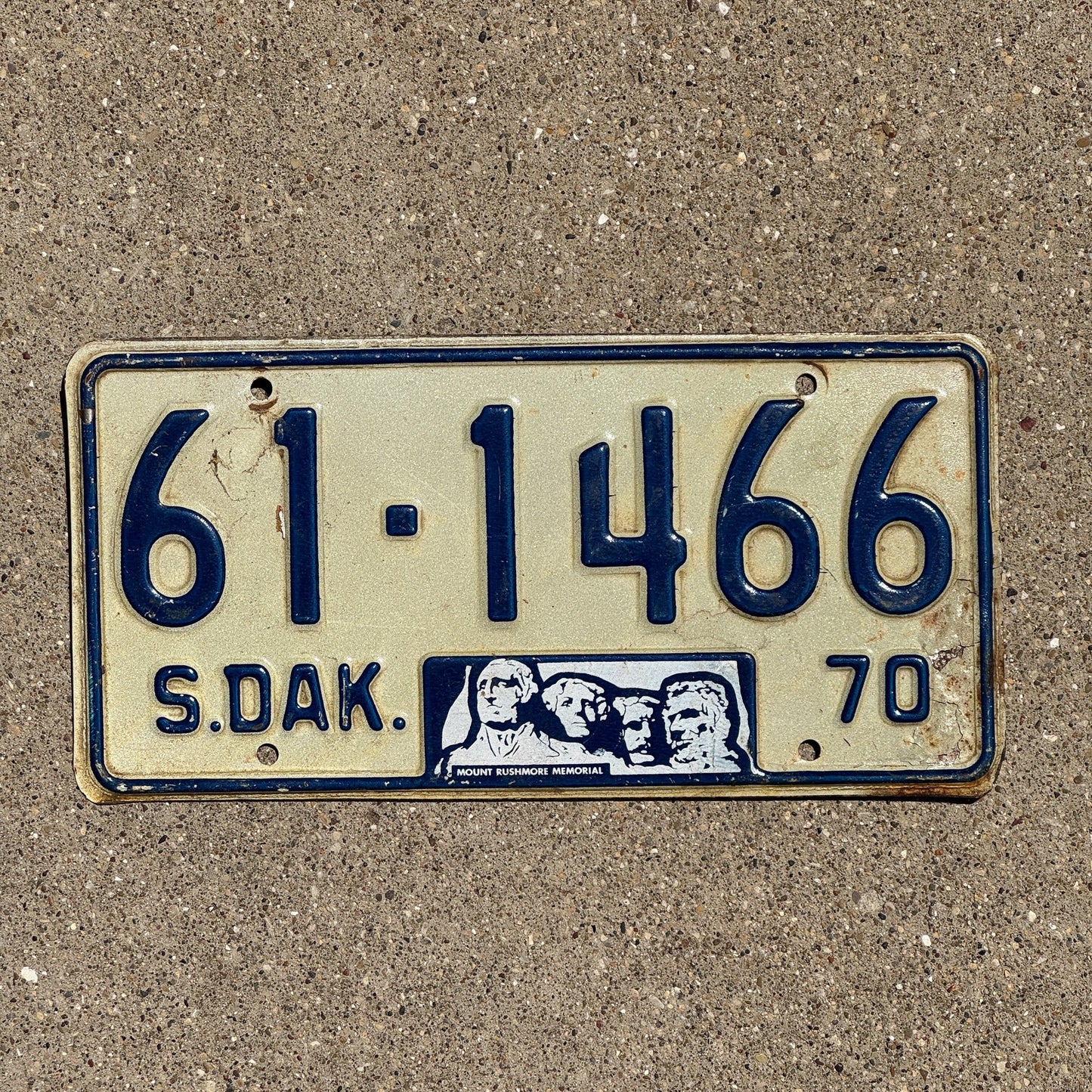 Photo of a 1970 South Dakota License Plate Auto Tag Garage Decor Vintage Turner 61 1466