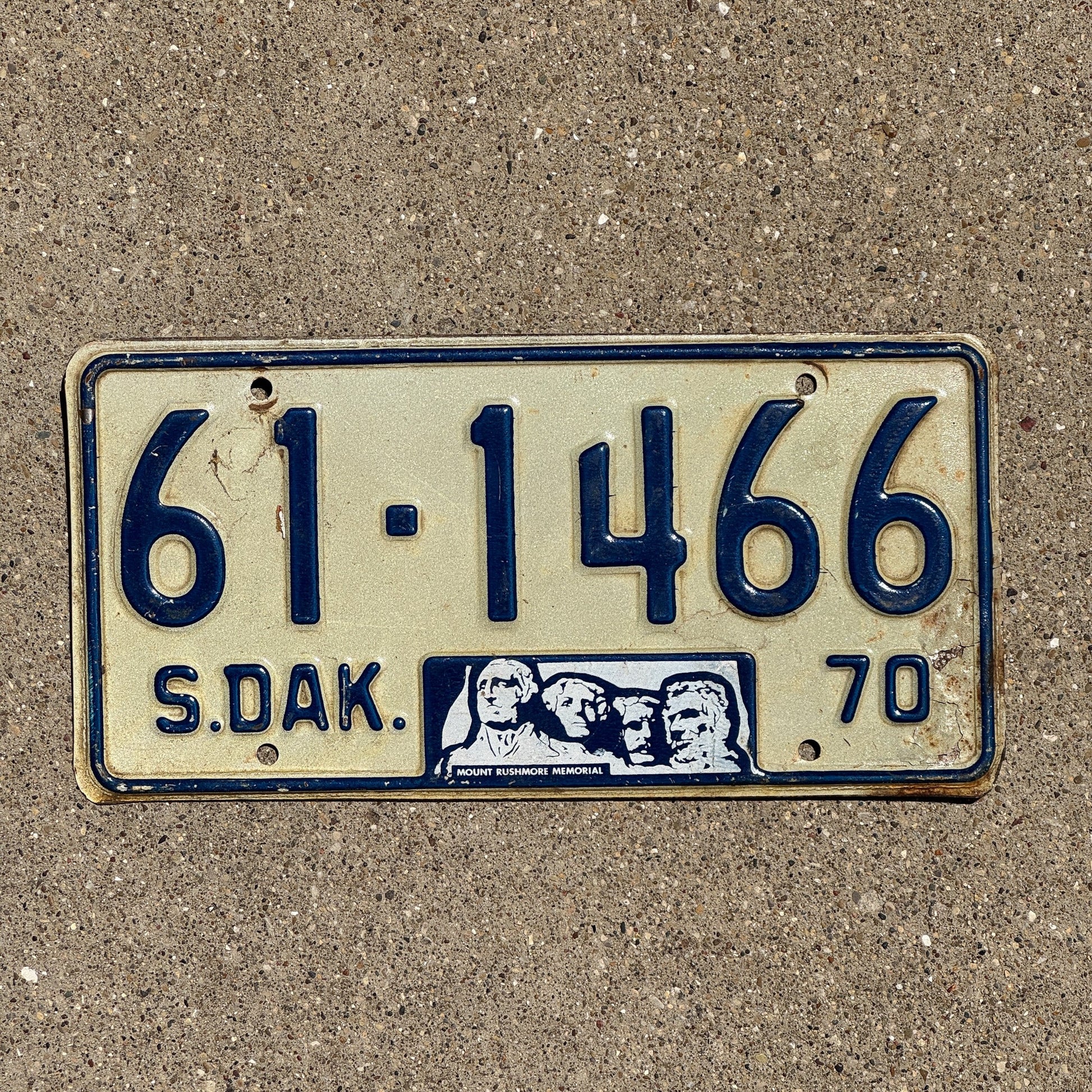 Photo of a 1970 South Dakota License Plate Auto Tag Garage Decor Vintage Turner 61 1466