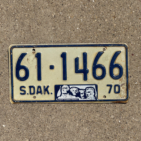 Photo of a 1970 South Dakota License Plate Auto Tag Garage Decor Vintage Turner 61 1466