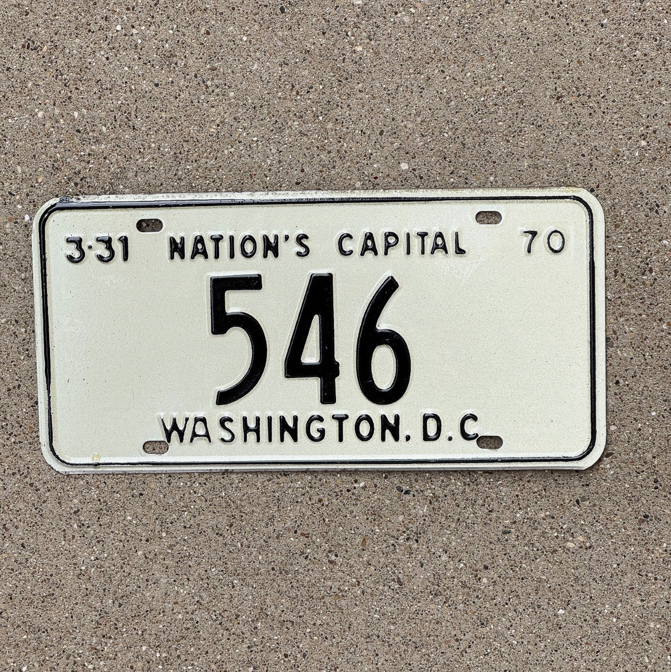 Photo of a 1970 Washington DC License Plate Auto Tag Garage Decor Vintage Low Number Three Digit 546 with original patina