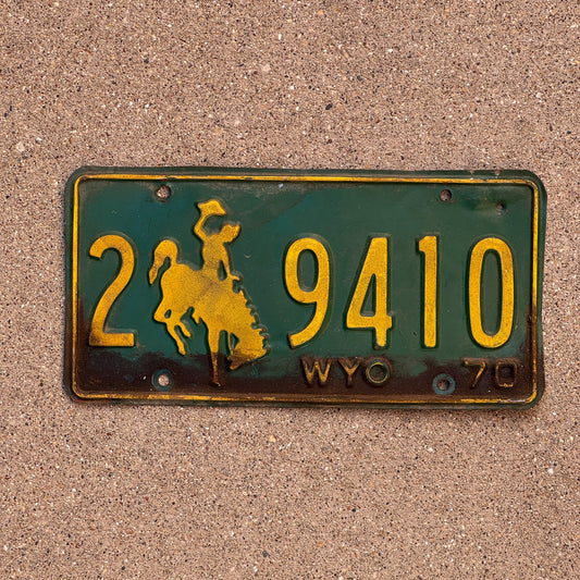 Photo of a 1970 Wyoming License Plate Auto Tag Garage Decor Vintage Cowboy Bronco 2 9410