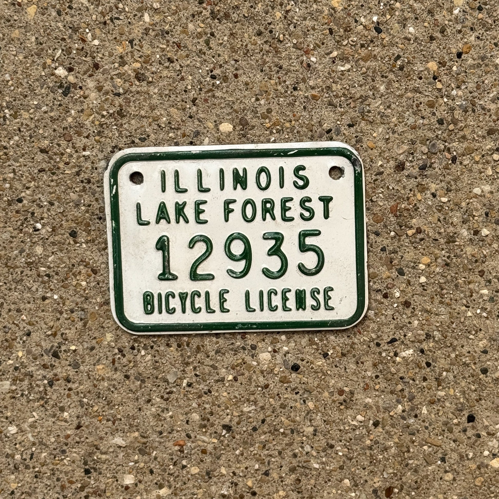 Photo of a 1970s Era Illinois Bicycle Auto Tag Garage Decor Vintage Lake Forest 12935