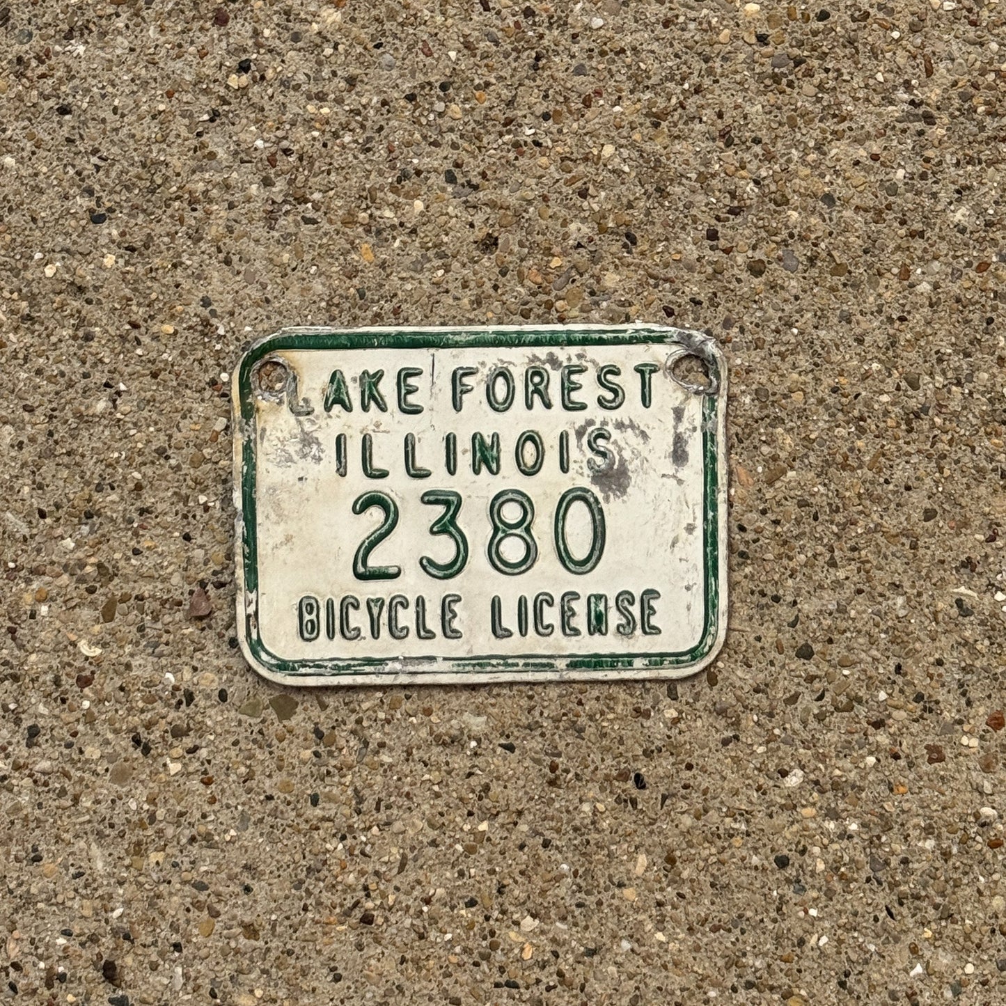 Photo of a 1970s Era Illinois Bicycle Auto Tag Garage Decor Vintage Lake Forest 2380