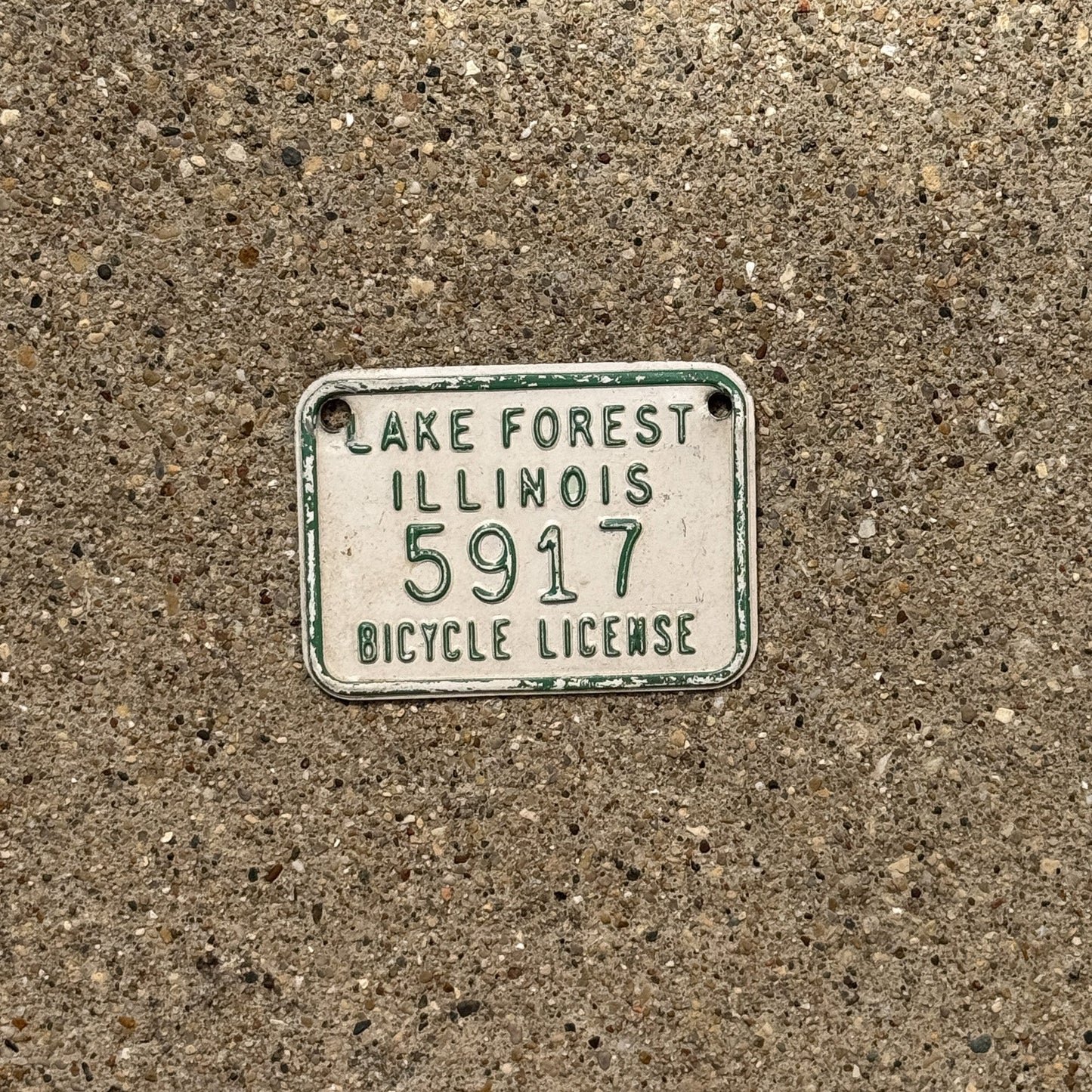 Photo of a 1970s Era Illinois Bicycle Auto Tag Garage Decor Vintage Lake Forest 5917