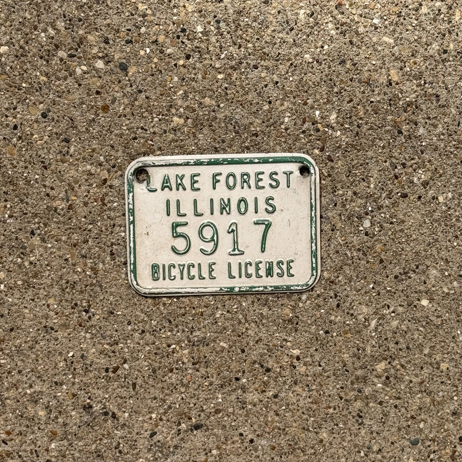 Photo of a 1970s Era Illinois Bicycle Auto Tag Garage Decor Vintage Lake Forest 5917