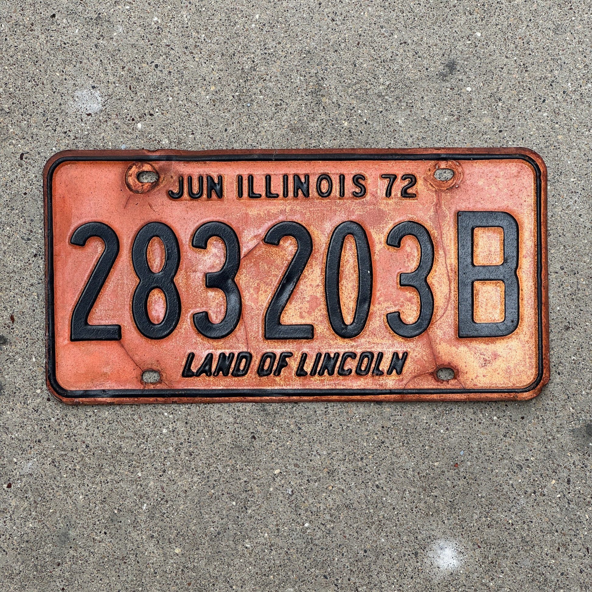 Photo of a 1971 1972 Illinois Truck License Plate Auto Tag 1 Vintage Garage 283 203 B with original patina