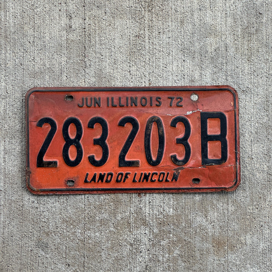 Photo of a 1971 1972 Illinois Truck License Plate Auto Tag 2 Vintage Garage 283 203 B with original patina