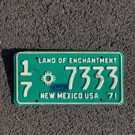 Photo of a 1971 1973 New Mexico License Plate Auto Tag Garage Decor Vintage 333 Repeat Repeating 17 7333