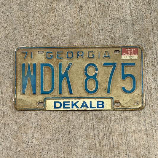 Photo of a 1971 1975 Georgia License Plate Auto Tag Garage Decor Vintage WDK 875 with original patina