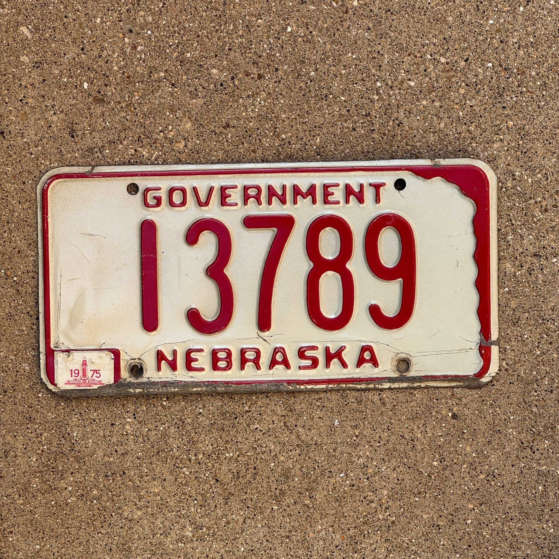 Photo of a 1971 1975 Nebraska Government License Plate Auto Tag Garage Decor Vintage State Owned Vehicle 13789