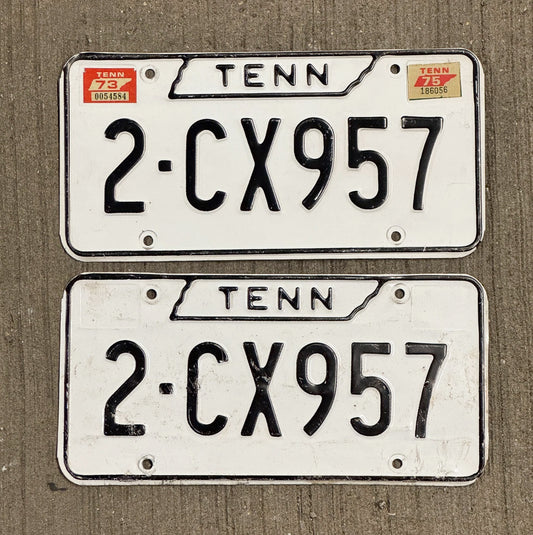 Photo of a 1971 1975 Tennessee License Plate Pair Auto Tag Garage Decor Vintage 2 CX957 with original patina