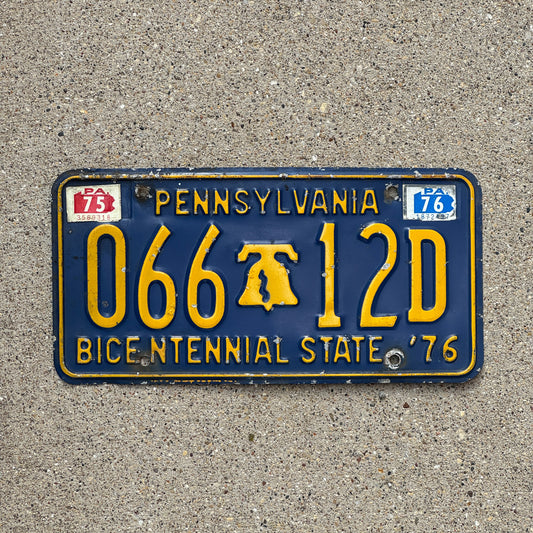 Photo of a 1971 1976 Pennsylvania License Plate Auto Tag Garage Decor Vintage 066 12D with original patina