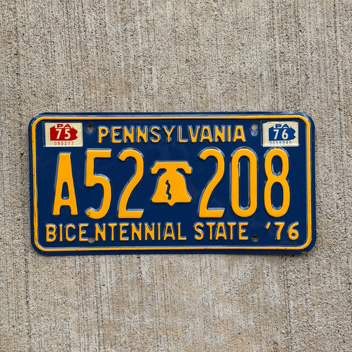 Photo of a 1971 1976 Pennsylvania License Plate Auto Tag Garage Decor Vintage A 52 208 with original patina
