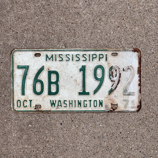 Photo of a 1971 Mississippi License Plate Auto Tag Garage Decor Vintage 76B 1992
