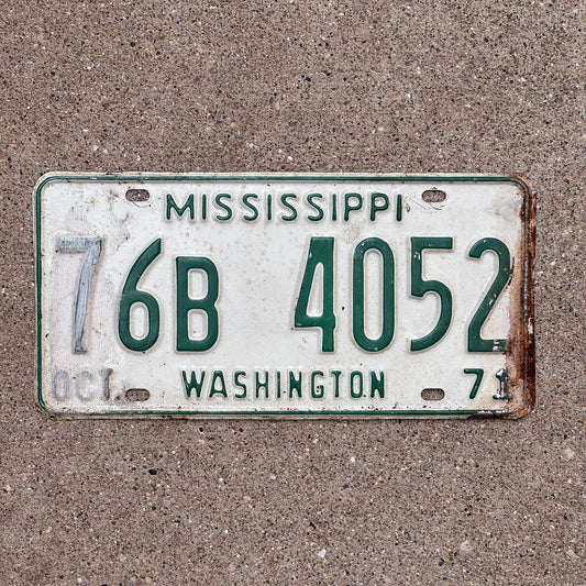 Photo of a 1971 Mississippi License Plate Auto Tag Garage Decor Vintage 76B 4052