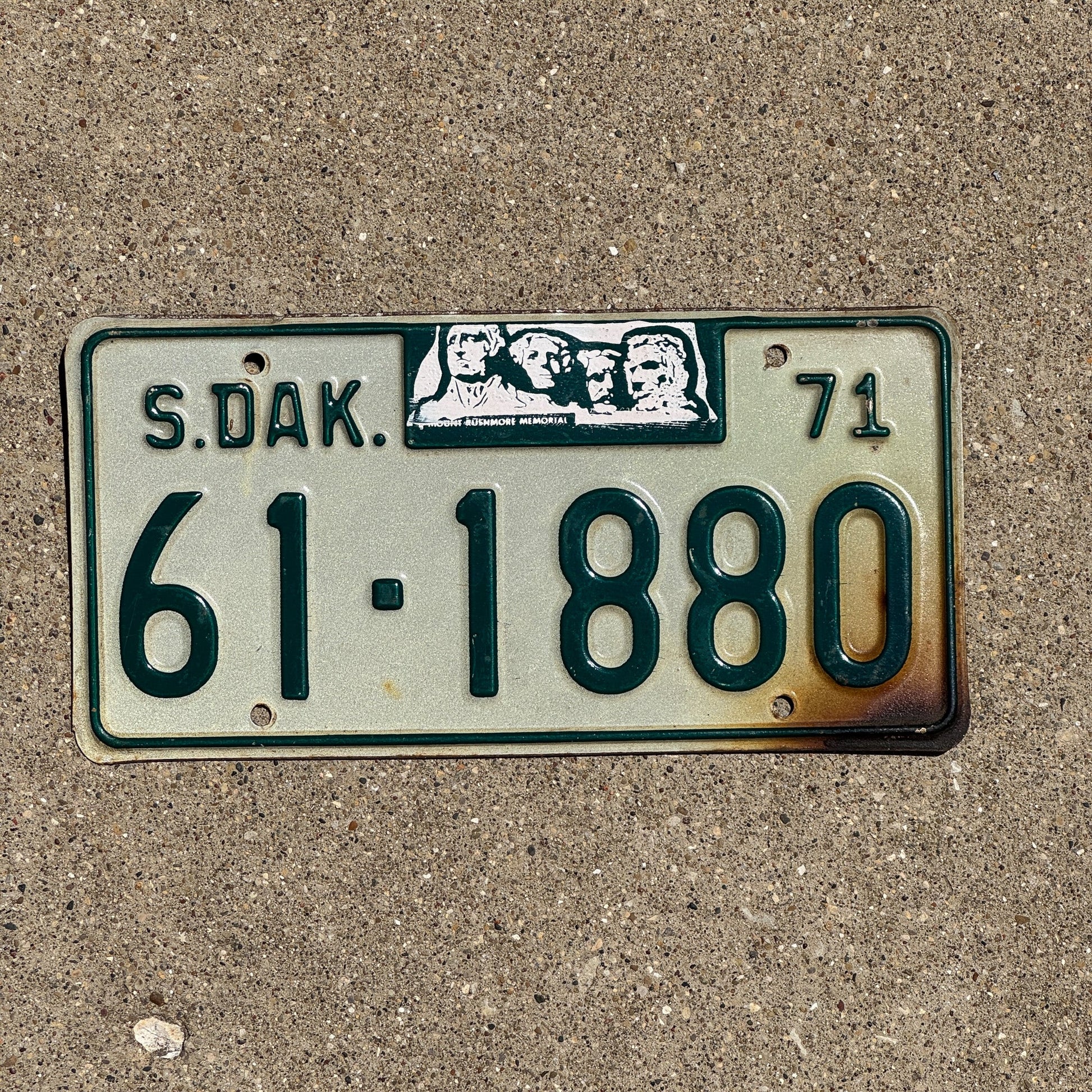 Photo of a 1971 South Dakota License Plate Auto Tag Garage Decor Vintage Turner 61 1880