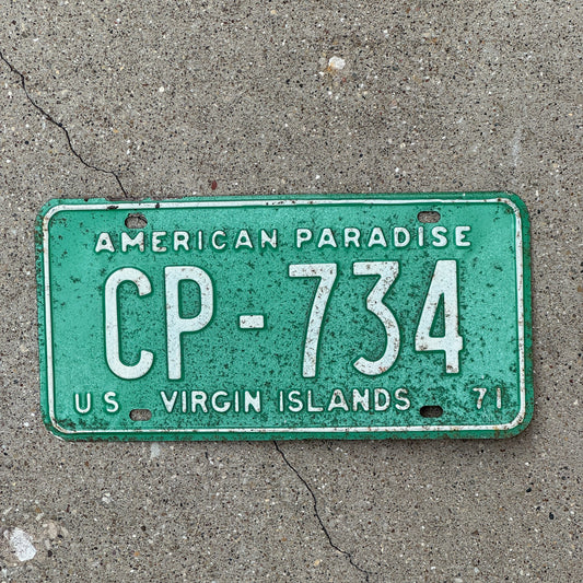 Photo of a 1971 Virgin Islands Taxi Cab License Plate Auto Tag Garage Decor Vintage CP 734
