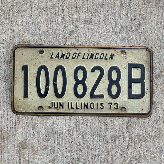 Photo of a 1972 1973 Illinois Truck License Plate Auto Tag Garage Decor Vintage 100 828 B with original patina