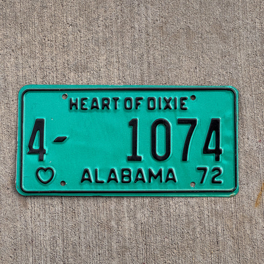Photo of a 1972 Alabama License Plate Auto Tag Garage Decor Vintage High Quality 4 1074 with original patina