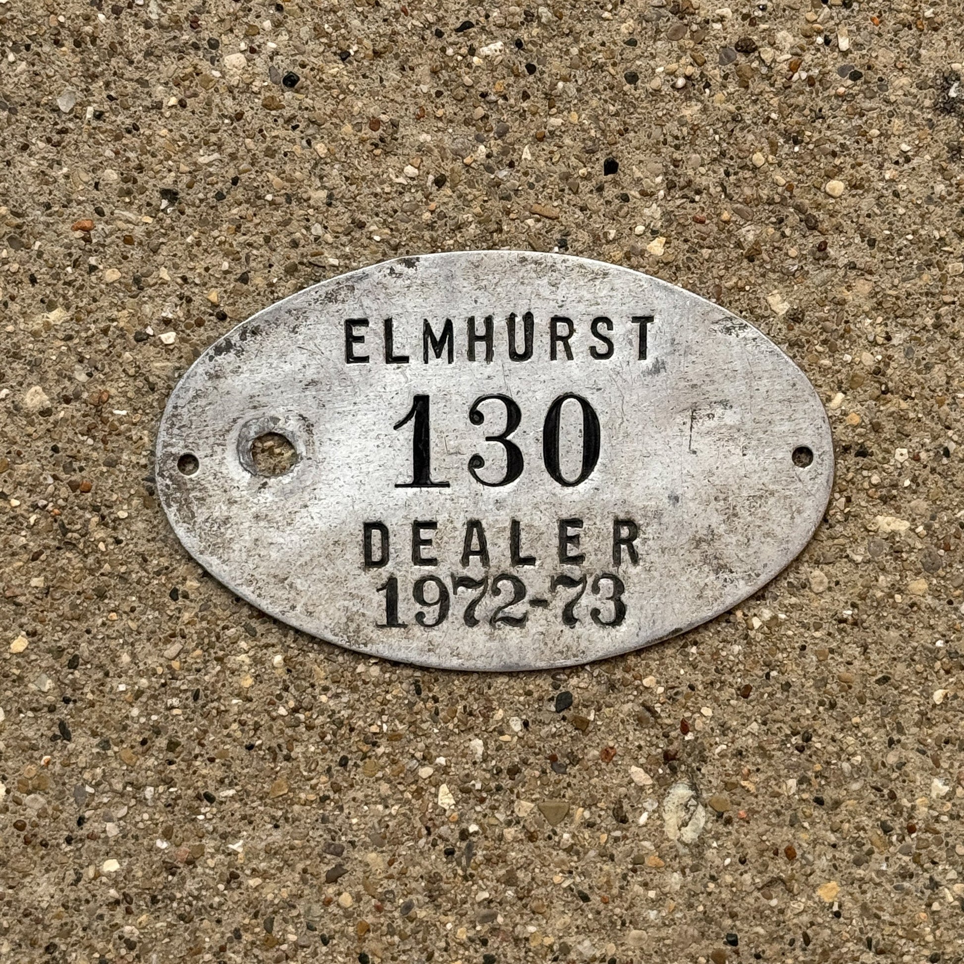 Photo of a 1972 Illinois Dealer Tax Tag Auto Tag Garage Decor Vintage Elmhurst 130
