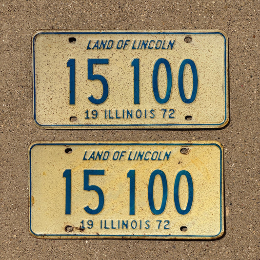 Photo of a 1972 Illinois License Plate Pair Auto Tag Garage Decor Vintage 15100
