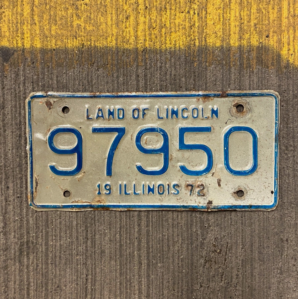 Photo of a 1972 Illinois Motorcycle License Plate Auto Tag Garage Decor Vintage 97950