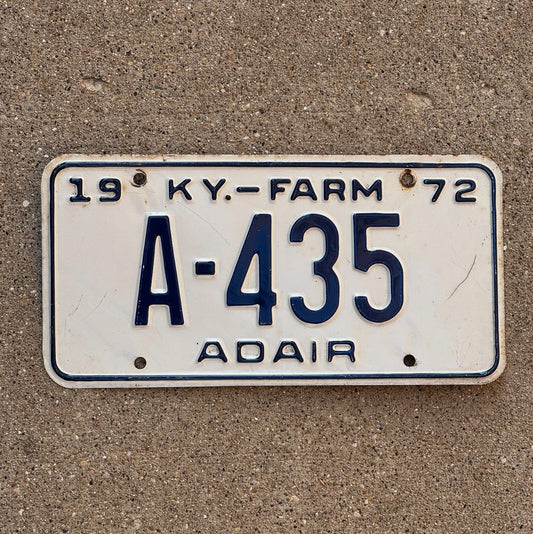 Photo of a 1972 Kentucky Farm License Plate Auto Tag Garage Decor Vintage A 435