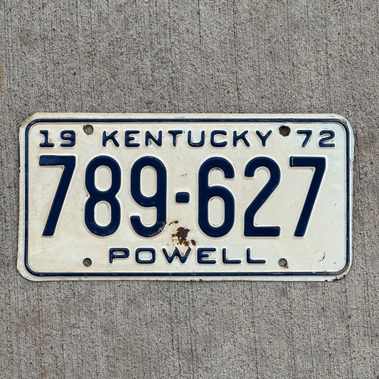 Photo of a 1972 Kentucky License Plate Auto Tag Garage Decor Vintage 789 627 with original patina