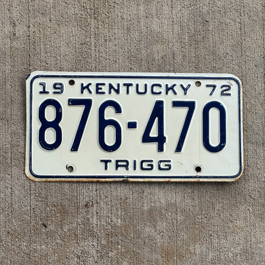 Photo of a 1972 Kentucky License Plate Auto Tag Garage Decor Vintage 876 470 with original patina