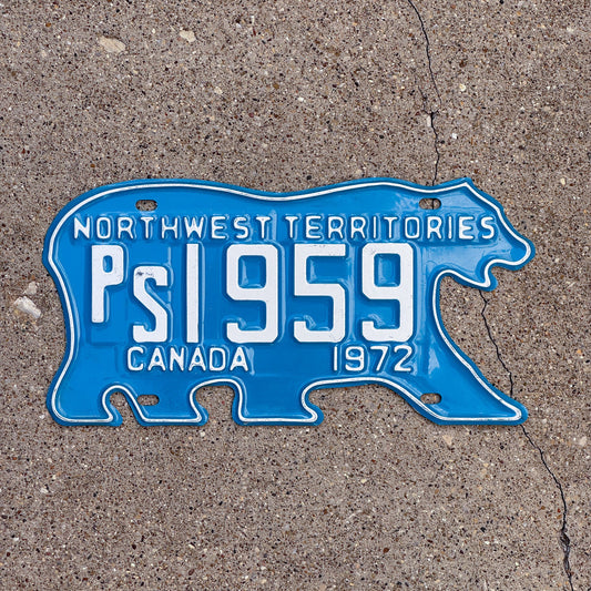 Photo of a 1972 Northwest Territories Public Service License Plate Auto Tag Garage Decor Vintage Birth Year PS 1959