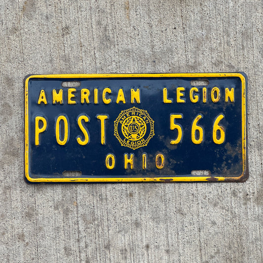 Photo of a 1972 Ohio Booster License Plate Auto Tag Garage Decor Vintage American Legion Post 566 with original patina