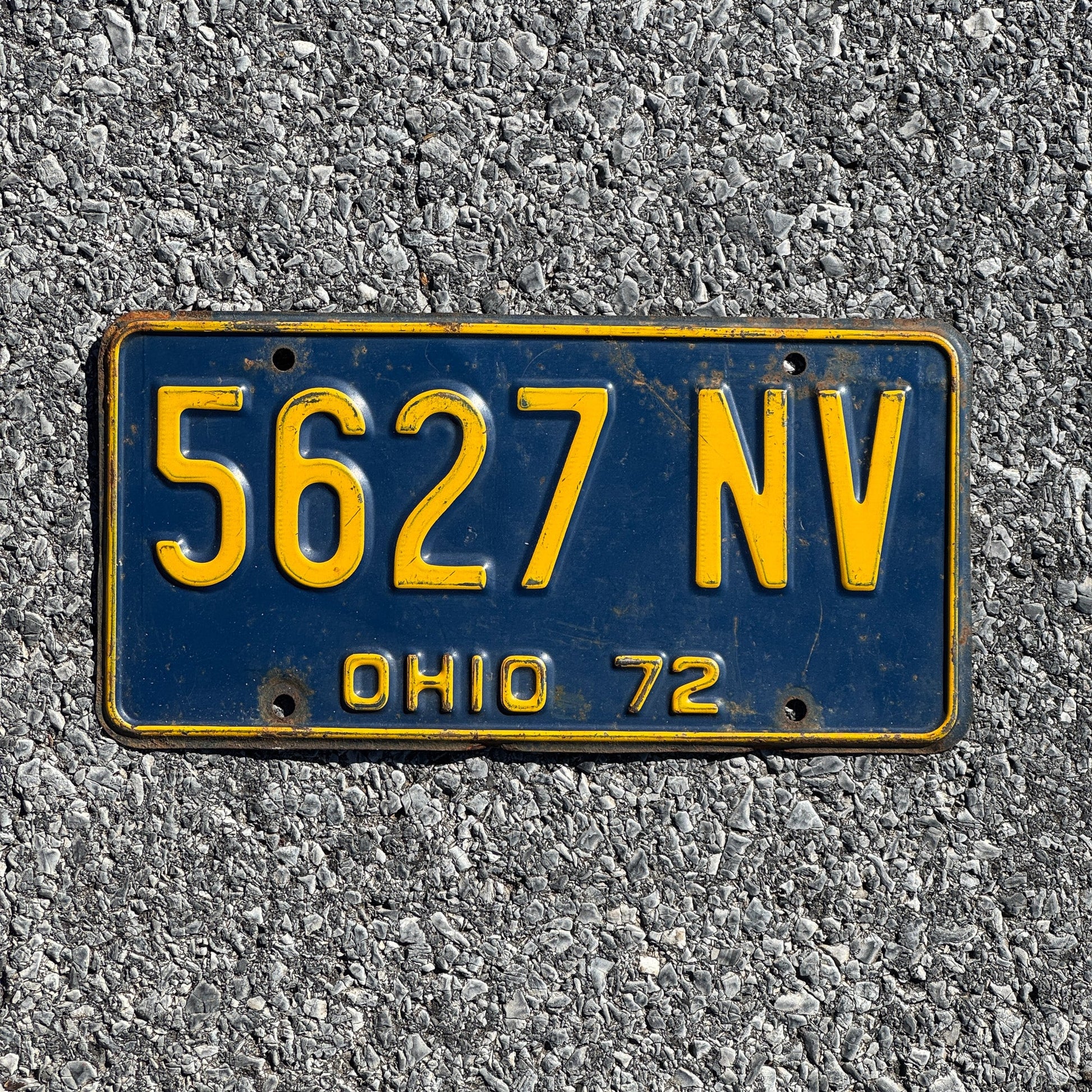 Photo of a 1972 Ohio License Plate Auto Tag Garage Decor Vintage 5627 NV