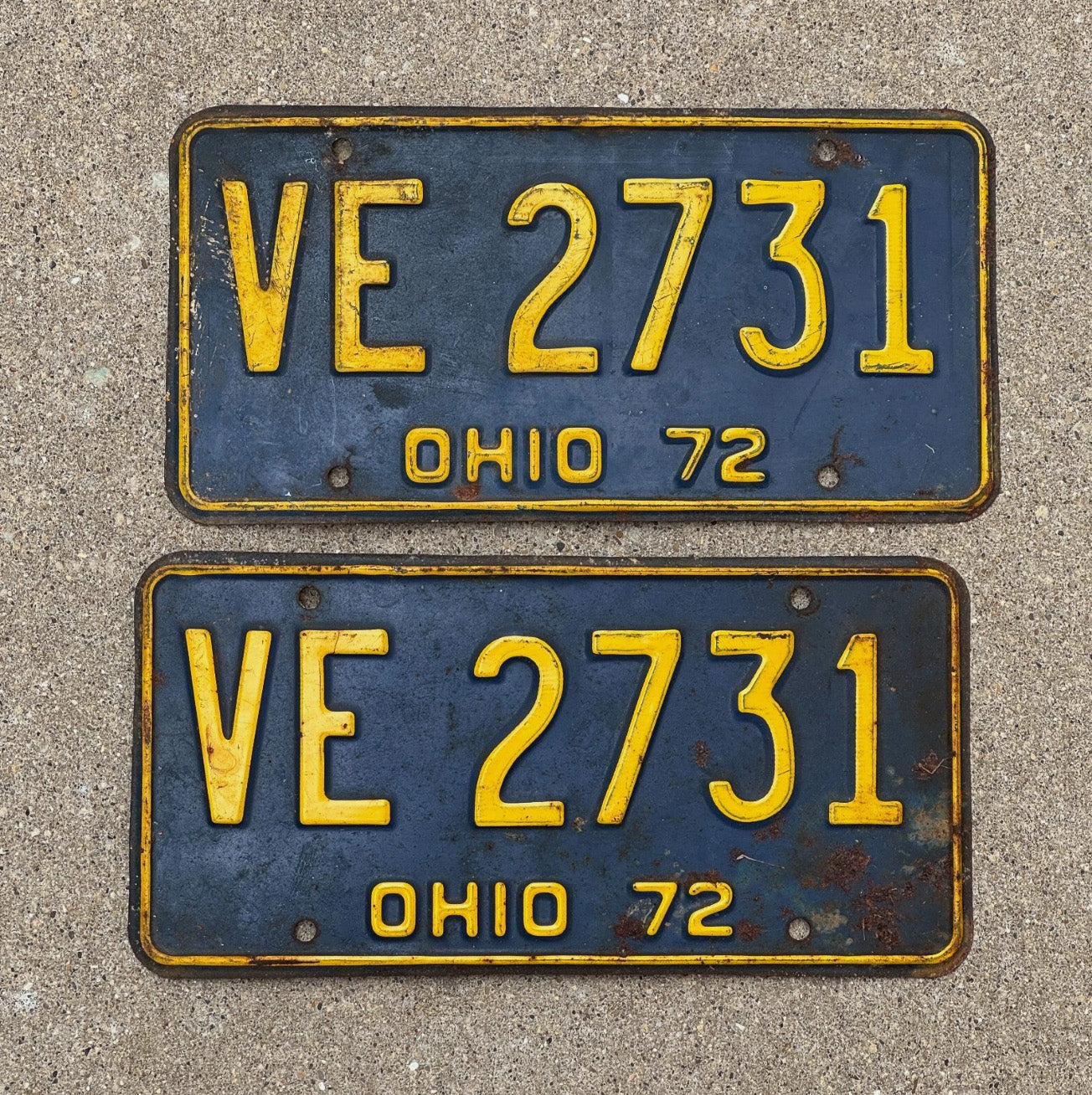 Photo of a 1972 Ohio License Plate Pair Auto Tag Garage Decor Vintage VE 2731