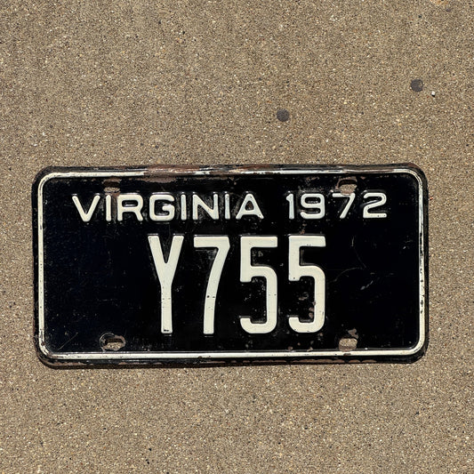 Photo of a 1972 Virginia Reserved License Plate Auto Tag Garage Decor Vintage Early Vanity Y 755