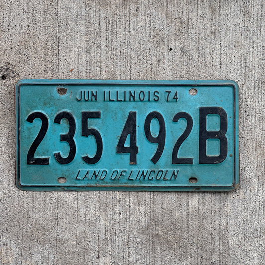 Photo of a 1973 1974 Illinois Truck License Plate Auto Tag Garage Decor Vintage 235 492 B with original patina