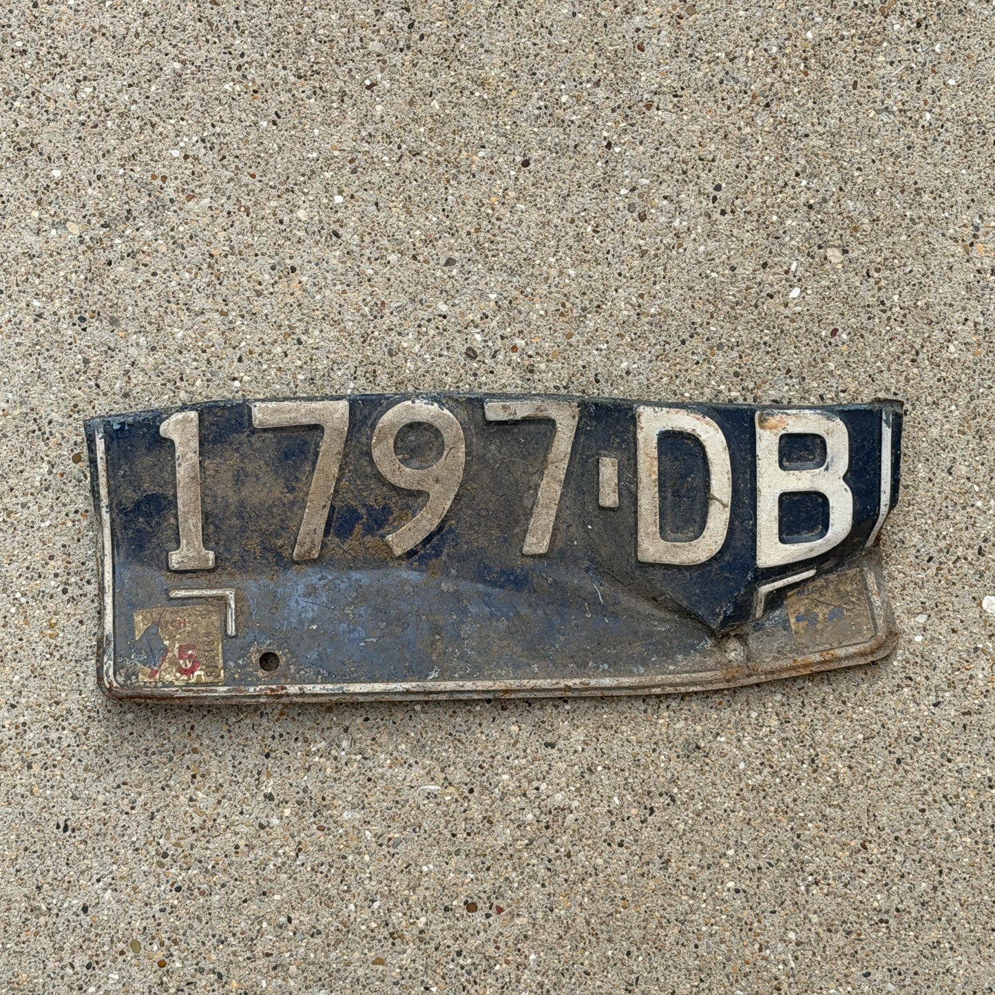 Photo of a 1973 1975 Michigan Commercial License Plate Auto Tag Garage Decor Vintage 1797 DB with original patina