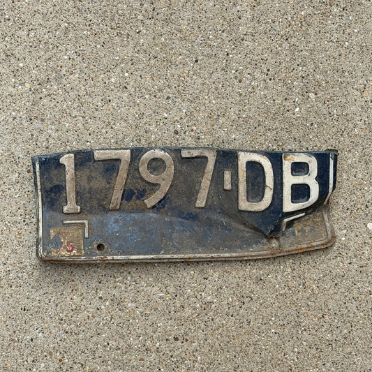 Photo of a 1973 1975 Michigan Commercial License Plate Auto Tag Garage Decor Vintage 1797 DB with original patina