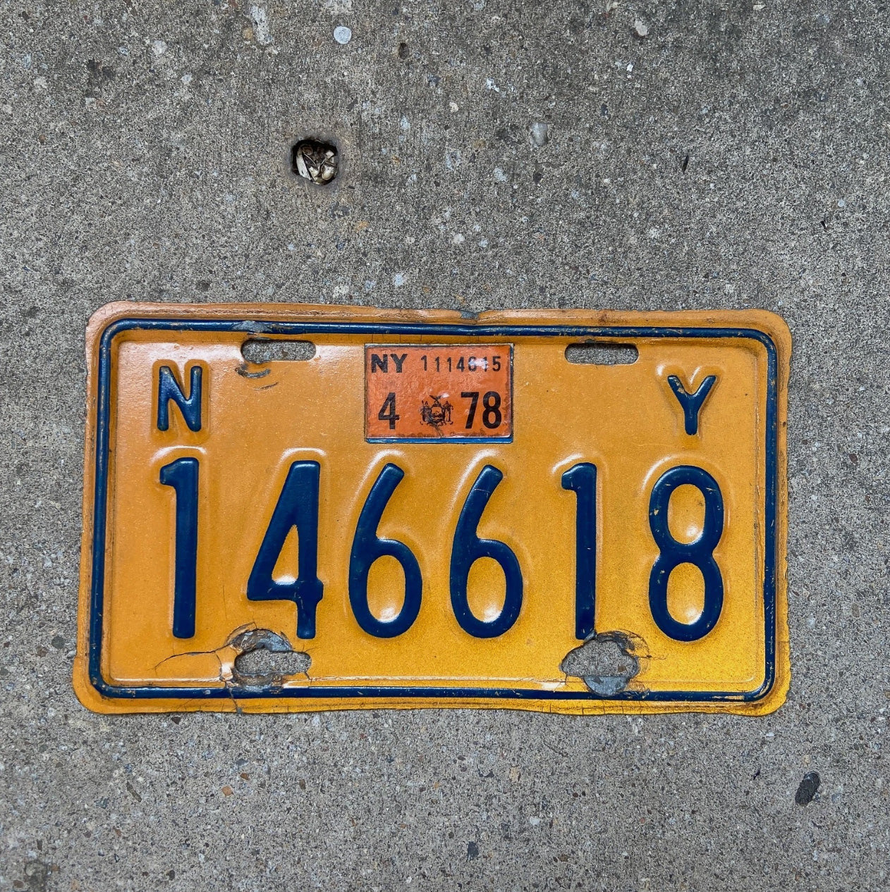 1973 1978 New York Motorcycle License Plate Auto Tag 146618