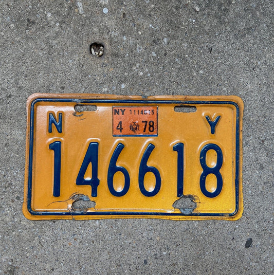 1973 1978 New York Motorcycle License Plate Auto Tag 146618