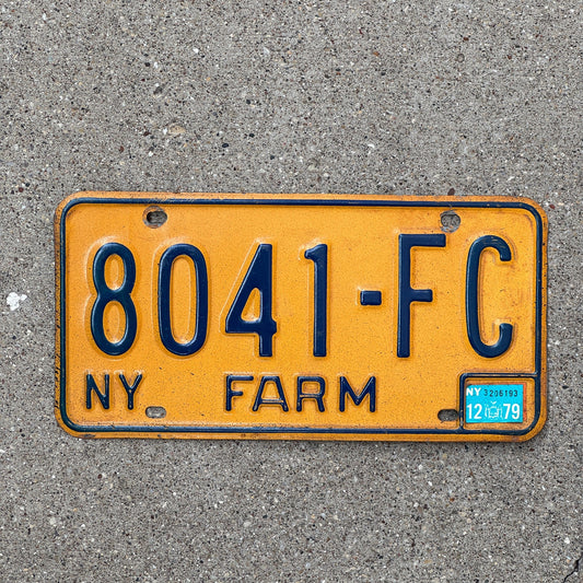 Photo of a 1973 1979 New York FARM License Plate Auto Tag Garage Decor Vintage 8041 FC