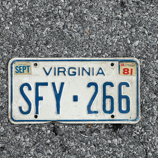 Photo of a 1973 1981 Virginia License Plate Auto Tag 1 Garage Decor SFY 266
