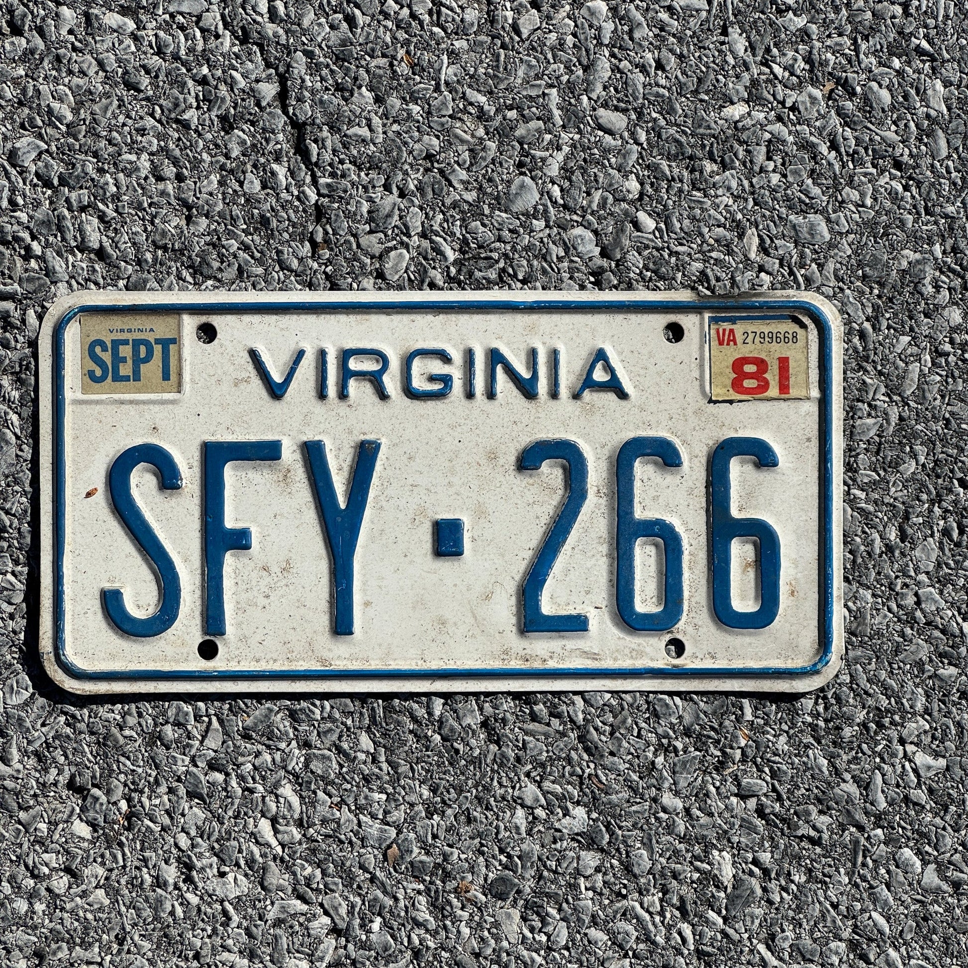 Photo of a 1973 1981 Virginia License Plate Auto Tag 2 Garage Decor SFY 266