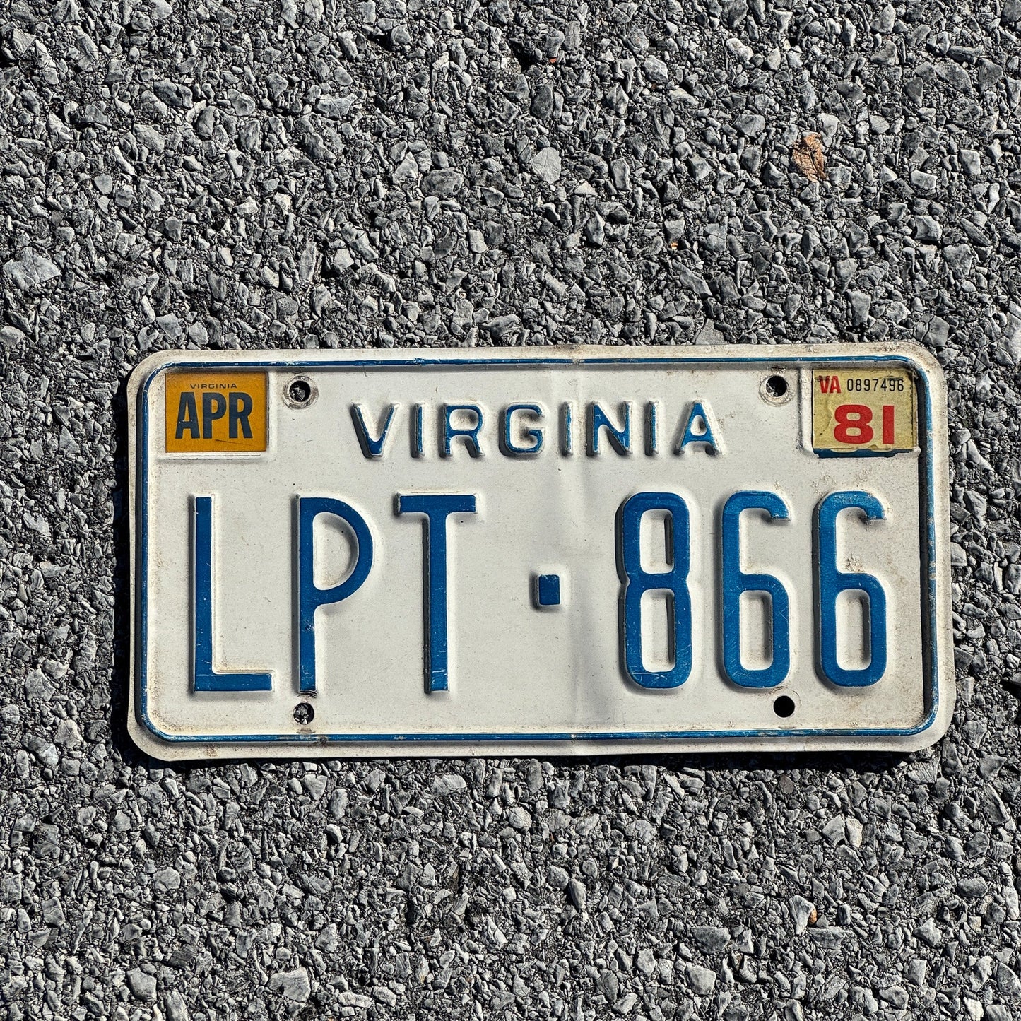 Photo of a 1973 1981 Virginia License Plate Auto Tag Garage Decor Vintage LPT 866