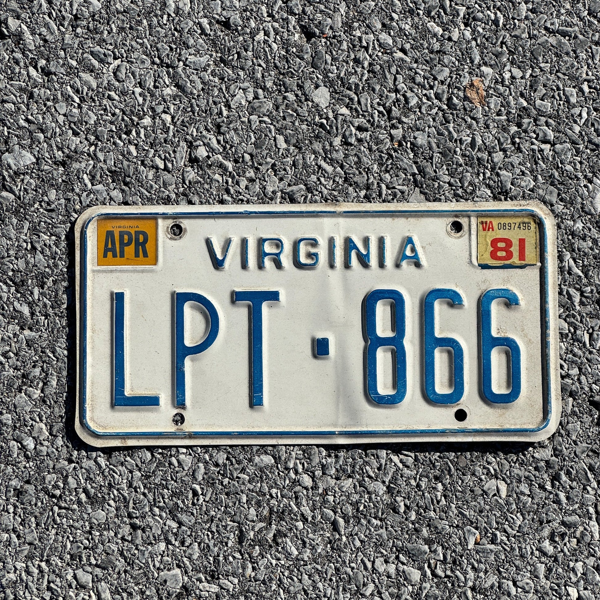 Photo of a 1973 1981 Virginia License Plate Auto Tag Garage Decor Vintage LPT 866