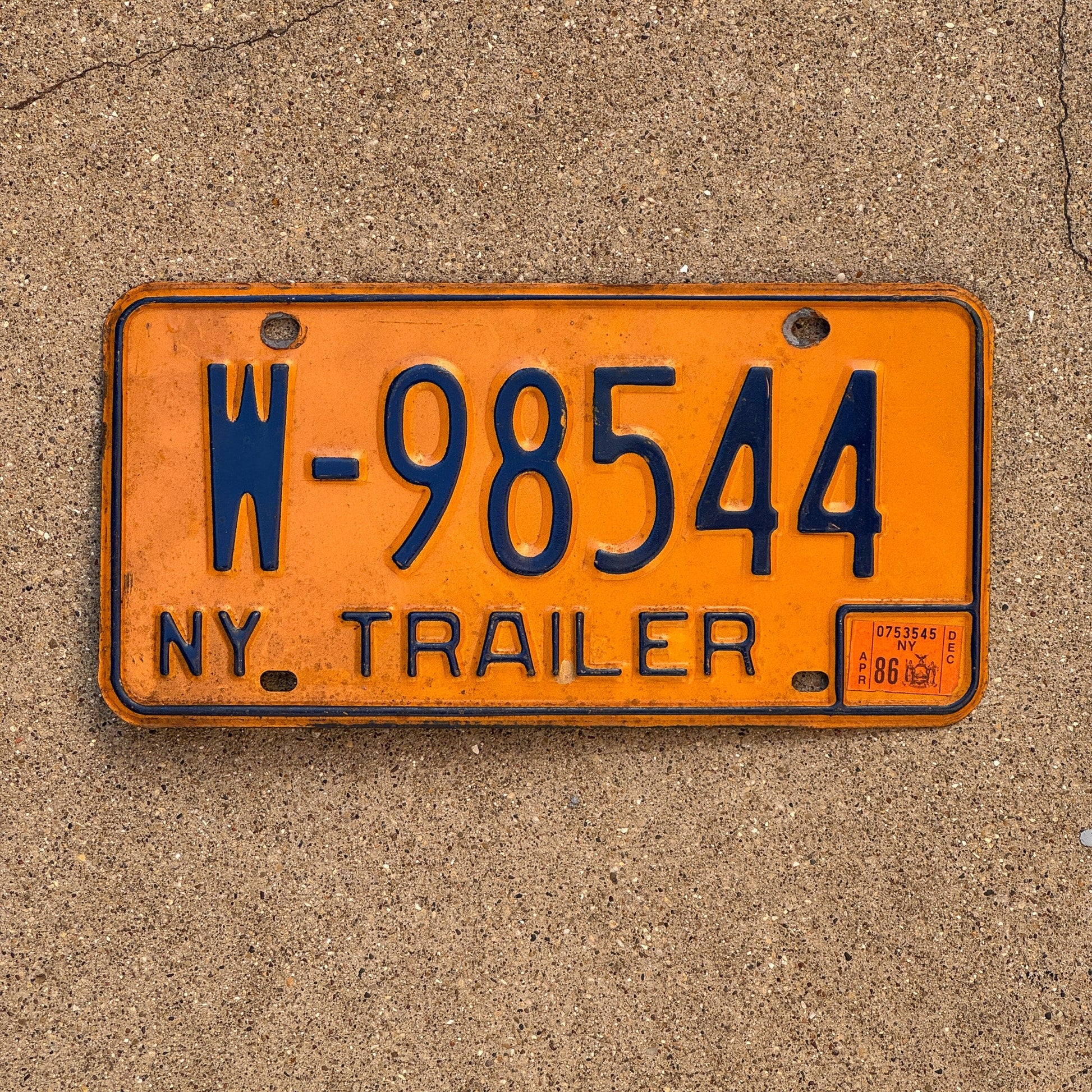 Photo of a 1973 1986 New York Trailer License Plate Auto Tag Garage Decor Vintage W 98544
