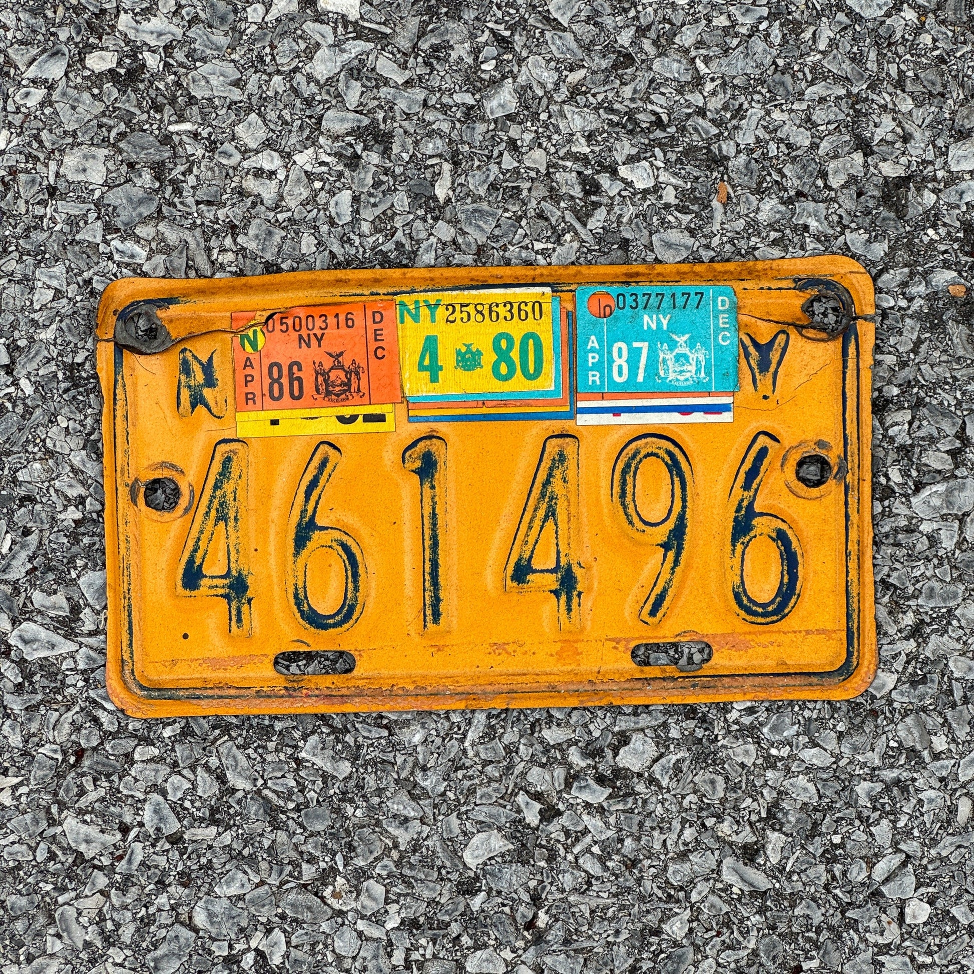 Photo of a 1973 1987 New York Motorcycle License Plate Auto Tag Garage Decor Vintage 461496